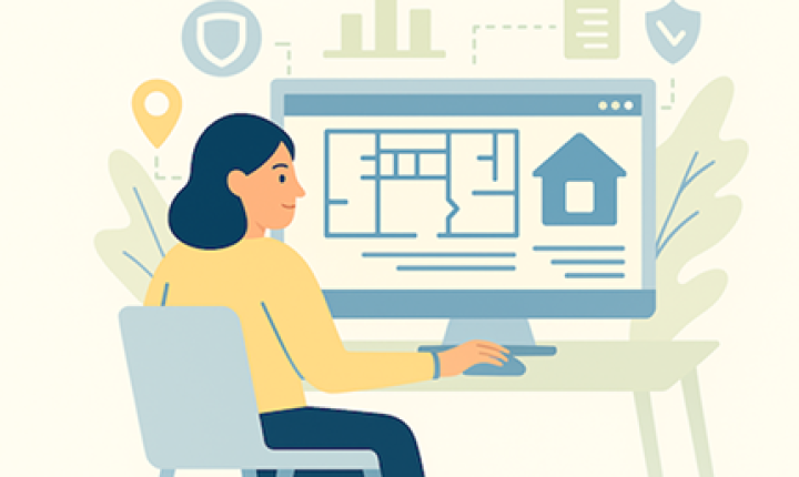 illustrasjonsbilde av person som vurderer tegninger på en skjerm. Bildet er laget med kunstig intellingens