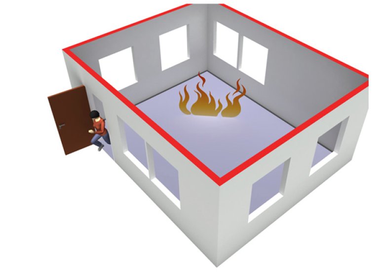 § 11-13 Figur 1: Branncelle med direkte utgang til det fri (sikkert sted).