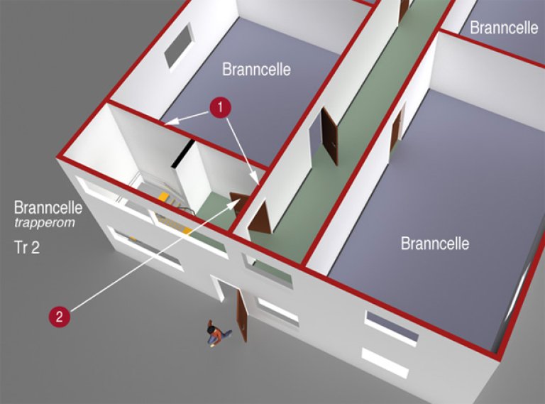 § 11-8 Figur 3: Prinsippskisse av trapperom Tr 2. § 11-8 Figur 3: Prinsippskisse av trapperom Tr 2.