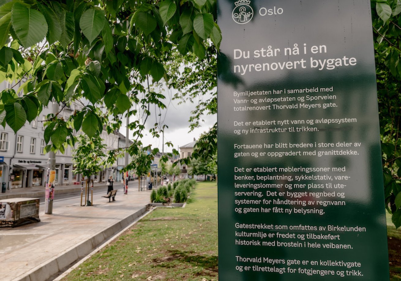 Thorvald Meyers gate i Oslo var en av to finalister til Statens pris for byggkvalitet 2022. Foto Ilja Hendel