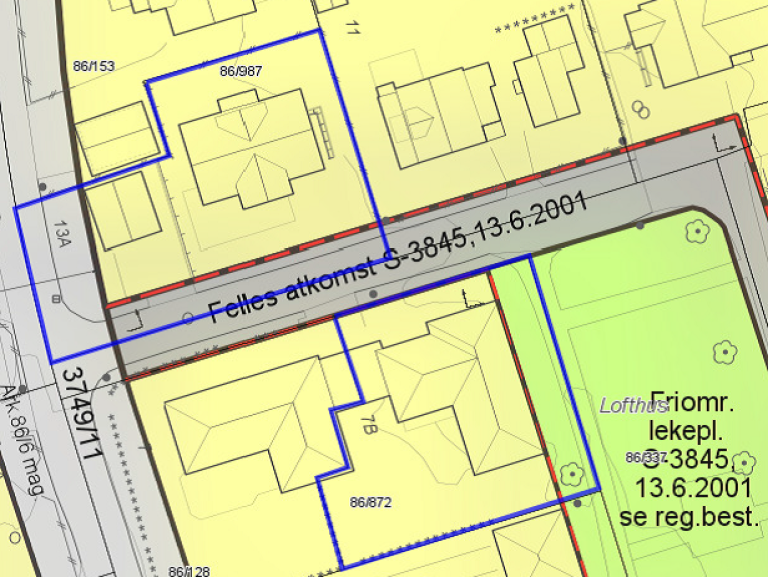 Eksempel på kart som viser byggeområde